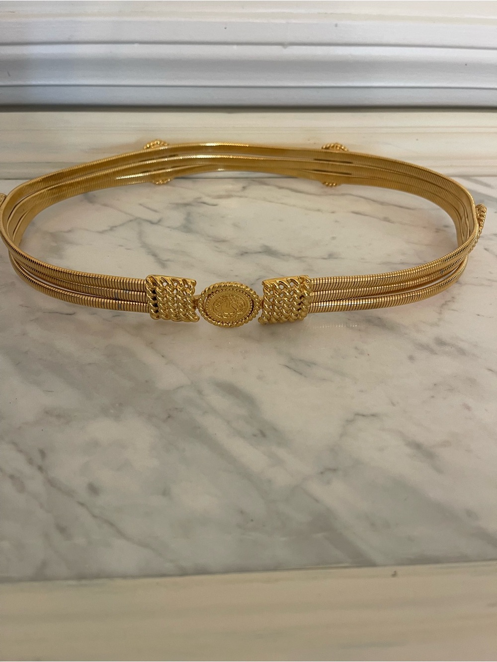 St. John Gold Multi-Row Medallion Waist Belt